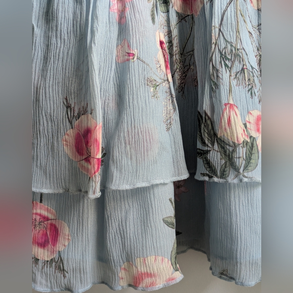 NWT.....DOLAN 100% Silk Flutter Floral Chiffon Mini Skirt Size XL - Picture 5 of 12